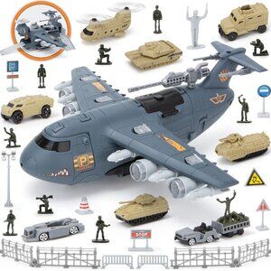 NEW! Military Airplane Toy Set, Army Toys Fighter Jet Playset
